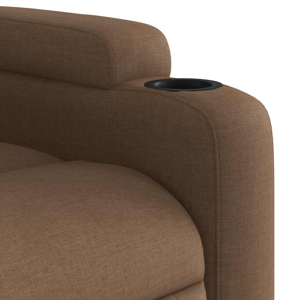 Electric Massage Recliner with Rising Function Brown Fabric