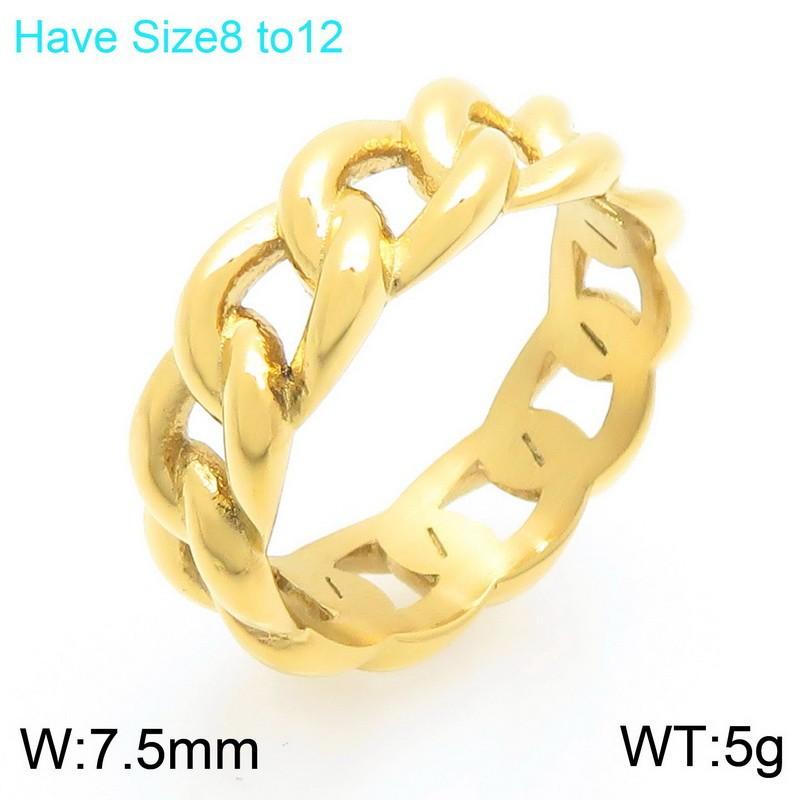 

Hip-Hop Rough Twist Ring, Punk Stainless Steel Pressed Lace Cuban Chain Men S Ring No. 10