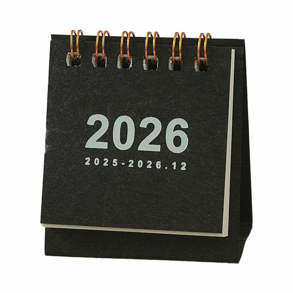 2026 Mini Simple Calendar Small Desk Calendar Desktop Ornament Coil Calendar Planner Desktop Decoration Office Stationery чёрный
