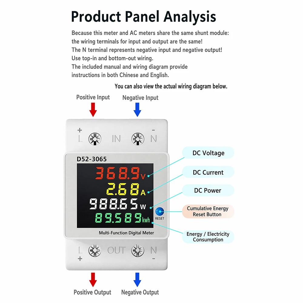 Photovoltaic Voltage Meter Digital Display Voltmeter Ammeter Energy Power Watt Meter for Electrician Tool