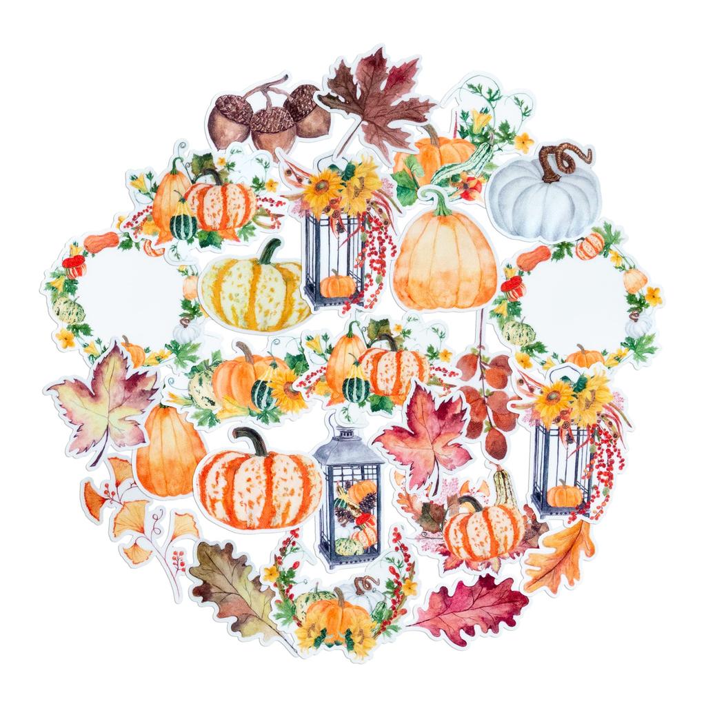 Navy Peony Pumpkin Halloween Watercolor Stickers and Stickers for Water and Journals & (25-Count) - Cute, Water-Resistant, Long-Lasting Bottles,