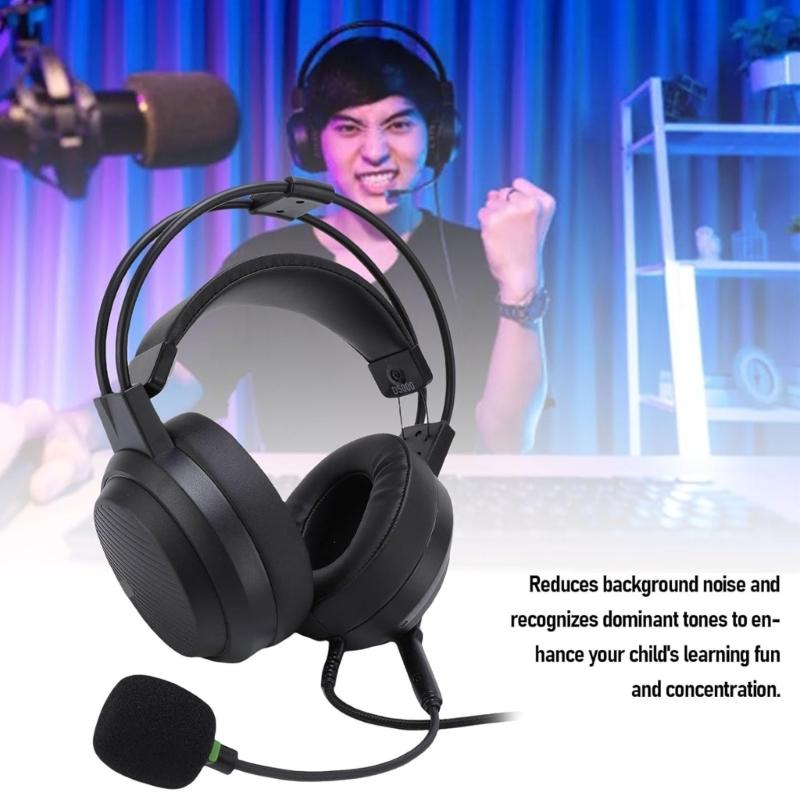 Over Ear Headphones With Interferences Resistant Cable Double Headband Sound Decoding For Online Learning
