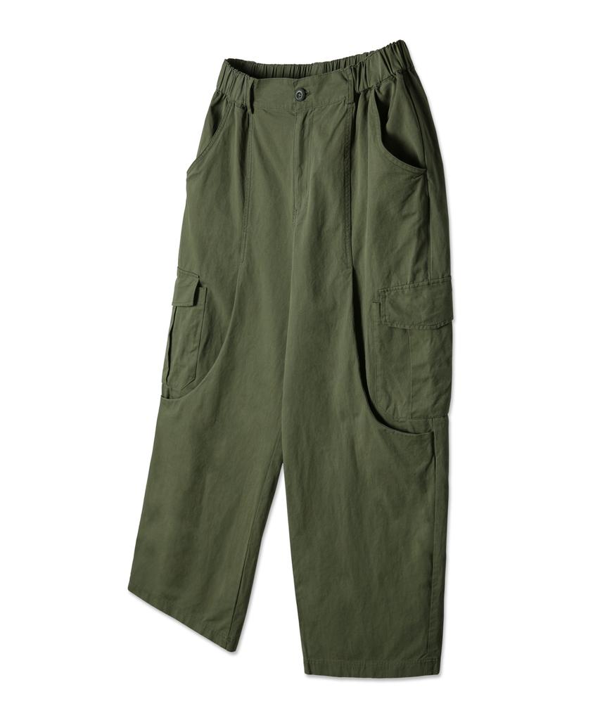 ALVINCLO [Deluxe] Washed Cotton Cargo Wide Elastic Waist Pants Dlx2924 (4 Colors)