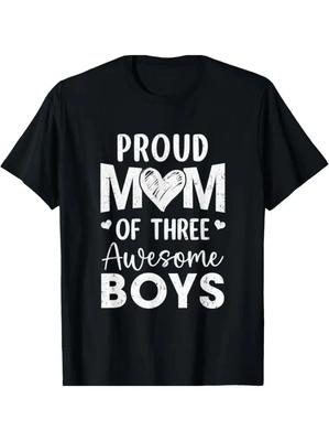 Proud Mom of Three Awesome Boys - Soft Cotton T-Shirt for Men & Women  Comforta