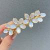 Elegant Rhinestones Cat Eye Spring Hair Clip For Women Girls Daily Use Delicate Floral Design Secure Grip Barrettes