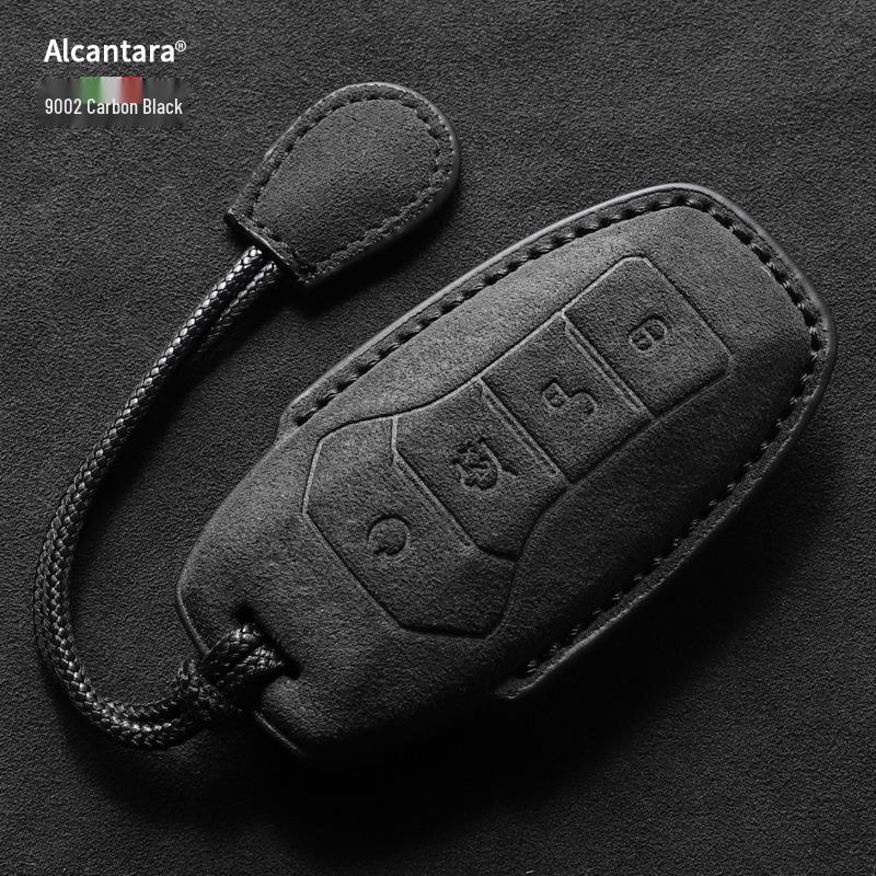 Full-Coverage Suede Key Case for BYD D9, N7, N8, and X with Side Snap Button