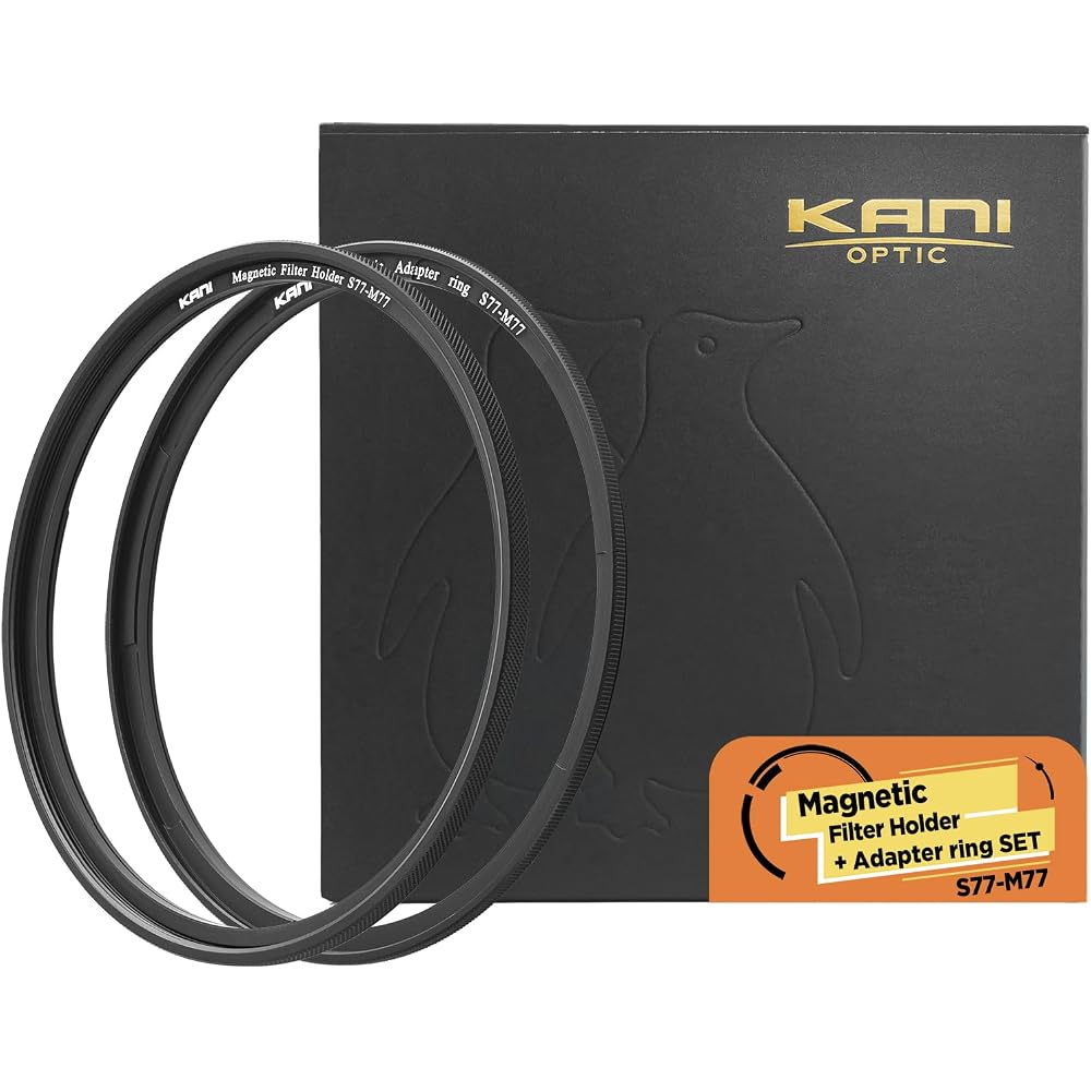 KANI 77mm Magnetic Quick Release Magnetic Holder and Adapter Set S77-M77 Magnetic Filter Set with Knurling, Anti-Slip Mechanism, Black Frame, Aluminum