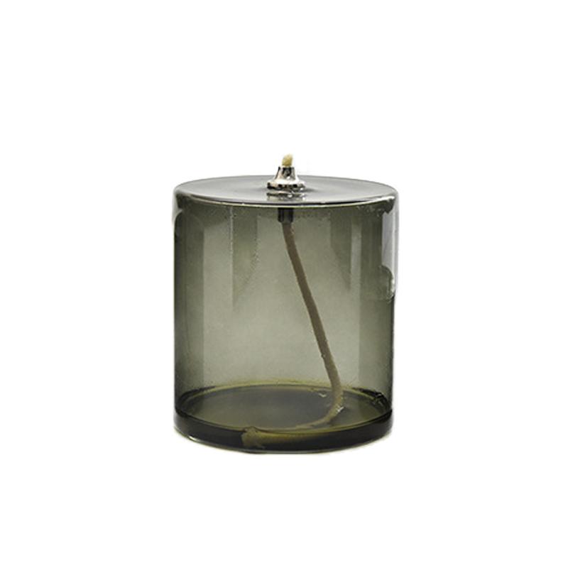 1PC Table Candle Rustic Oil Lamp with Wick Home Decoration Grey Green Cylindrical Transparent Glass Candlestick Christmas Dinner
