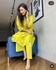 Damen Designer Top Tunika Kurta Hose Set Indisches Bollywood Kurti Cord Set Kleid