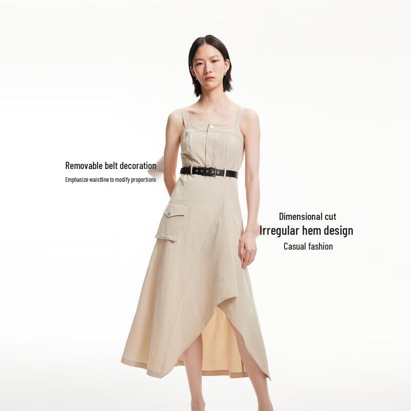 VEROMODA Women's Street Workwear Irregular Suspender Midi Dress