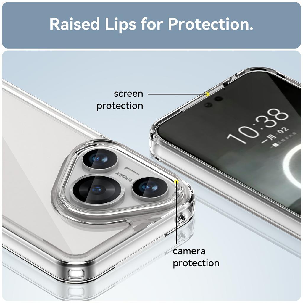 WANLONFENG Seria MF dla Huawei Pura 70 Etui TPU+Akryl Przezroczyste Etui na Telefon ze Szkłem Hartowanym