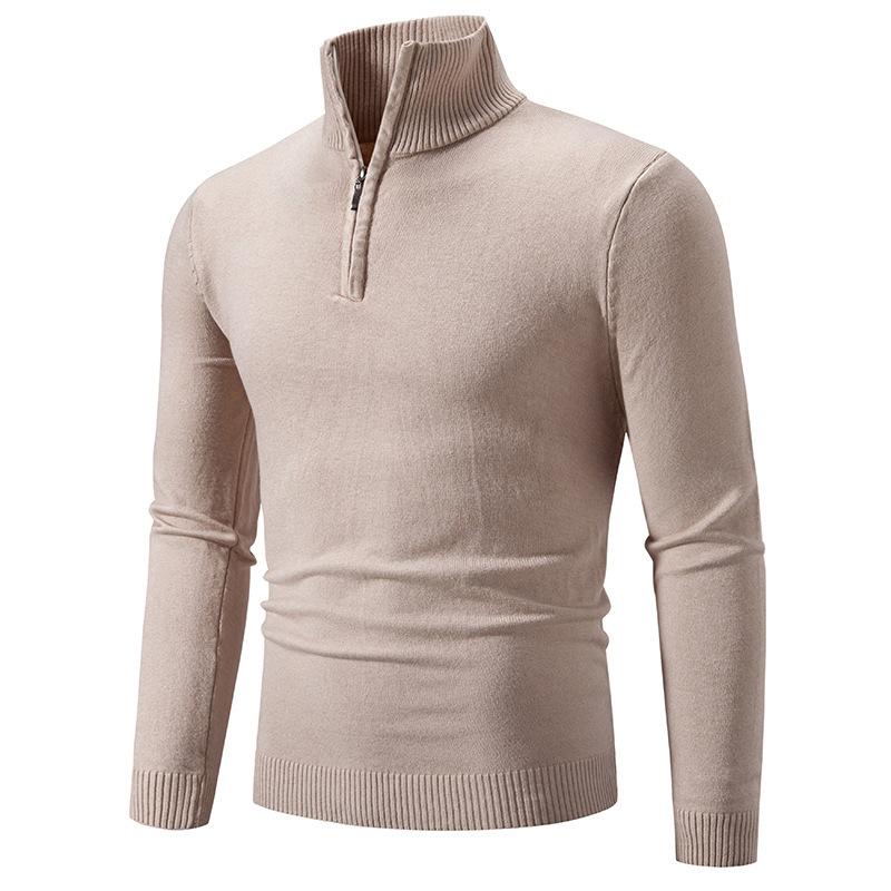 Men’s Plus Size Fleece Lined Half Zip Mock Neck Knit Sweater