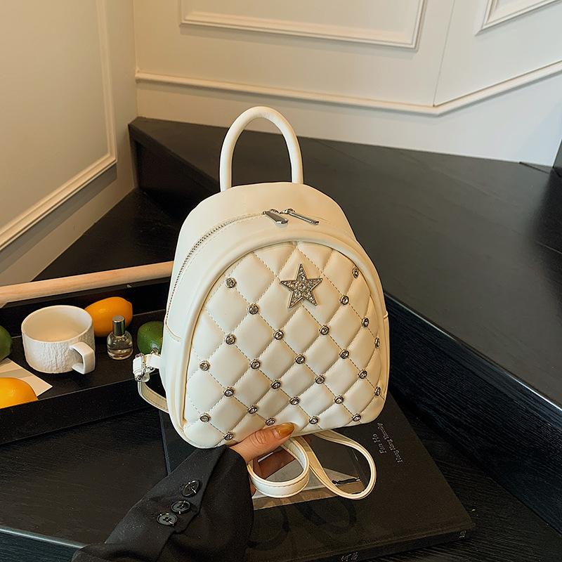 Premium Rhombus Backpack Women's New Fashion Versatile Casual Bag Small Backpack