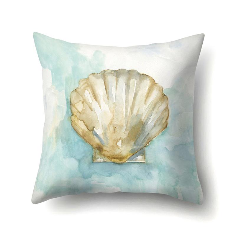 Blue Ocean Seaweed Polyester Pillow Case Car Decoration Home Print Pillow Bedside Sofa Waist Cushion Cover