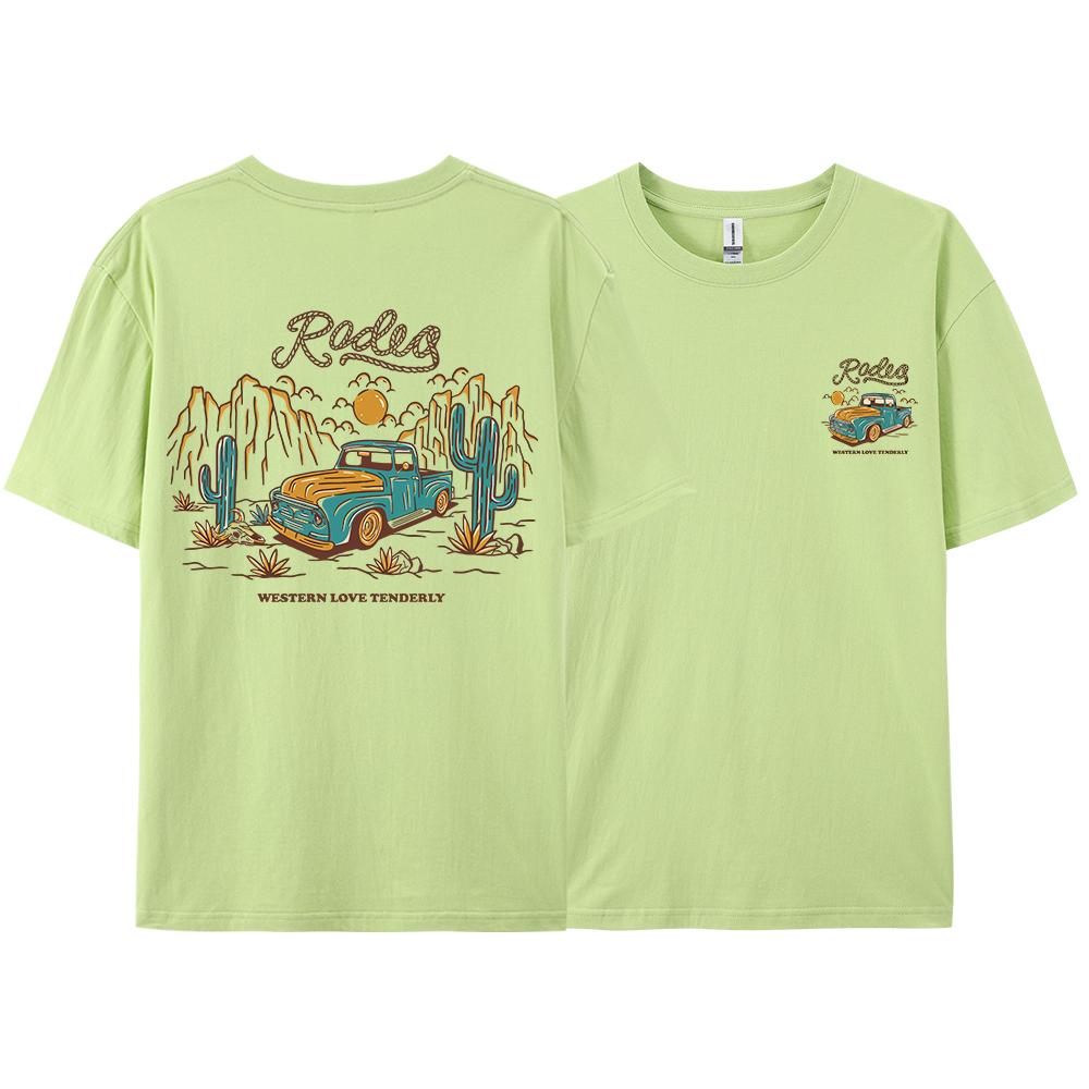 Rodeg Western Love Tenderly Romantic Desert Men T Shirt Fashion Cotton T-Shirts Oversized Streetwear Summer Breathable Tops