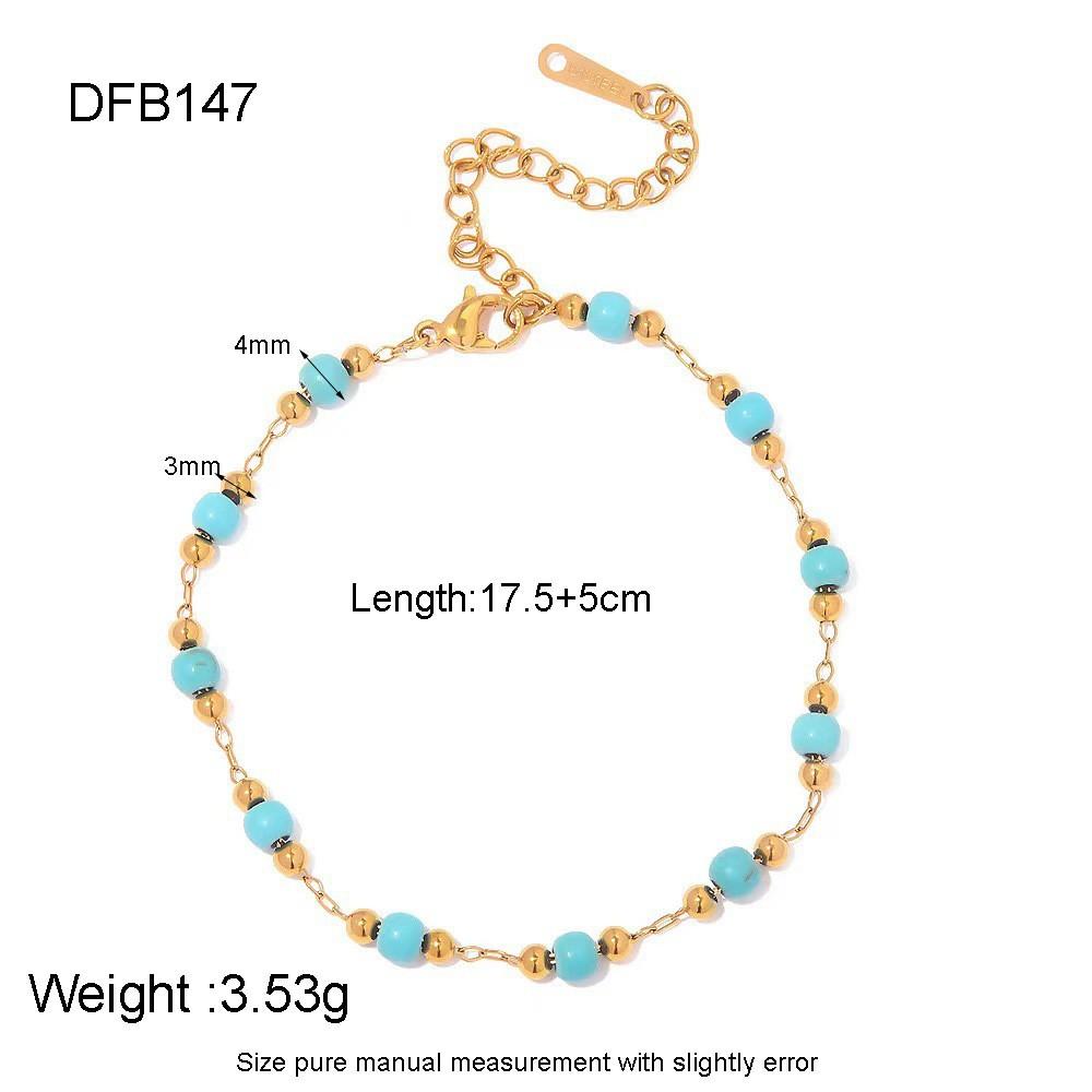 Hot-selling Light Luxury Retro Turquoise Flower Love Bracelet Plated with 18K Gold Stainless Steel Waterproof Stacked Jewelry