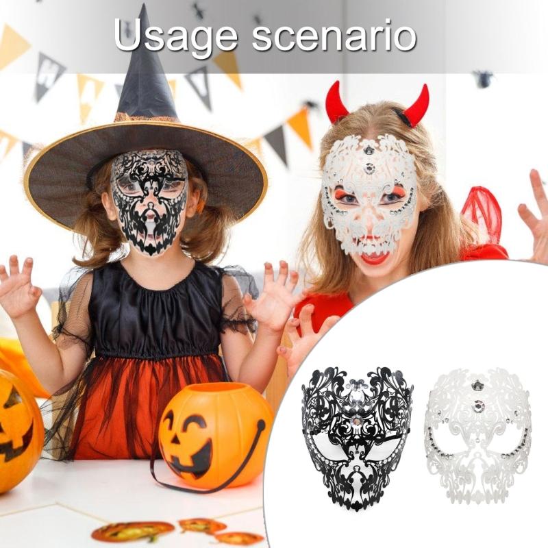 Zarte Vollgesichts-Diamant-Metallmaske Personalisierte Vollgesichts-Metallmaske mit Diamantdetails für Party und Halloween