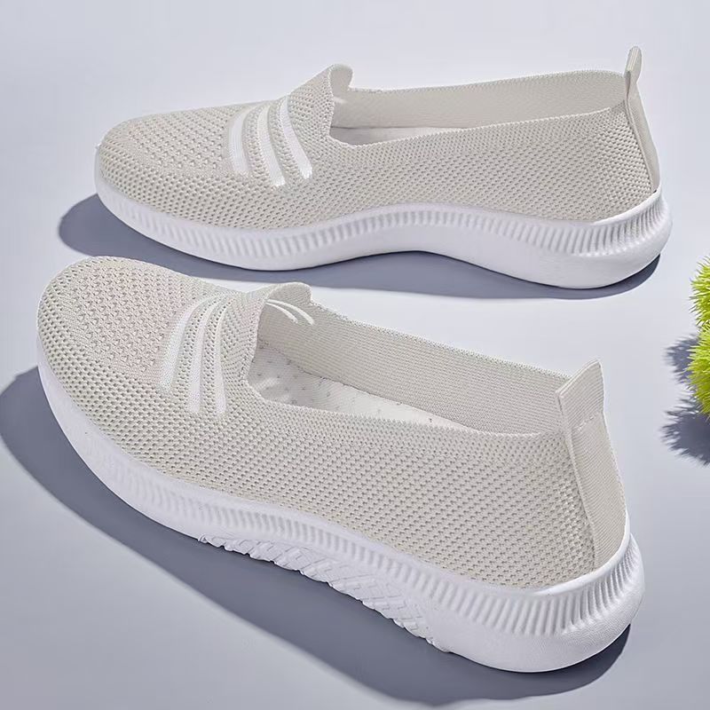 Women's Spring Summer New Mesh Casual Sneakers Thick Sole Non slip Round Toe Slip On Lightweight Breathable Walking Shoes