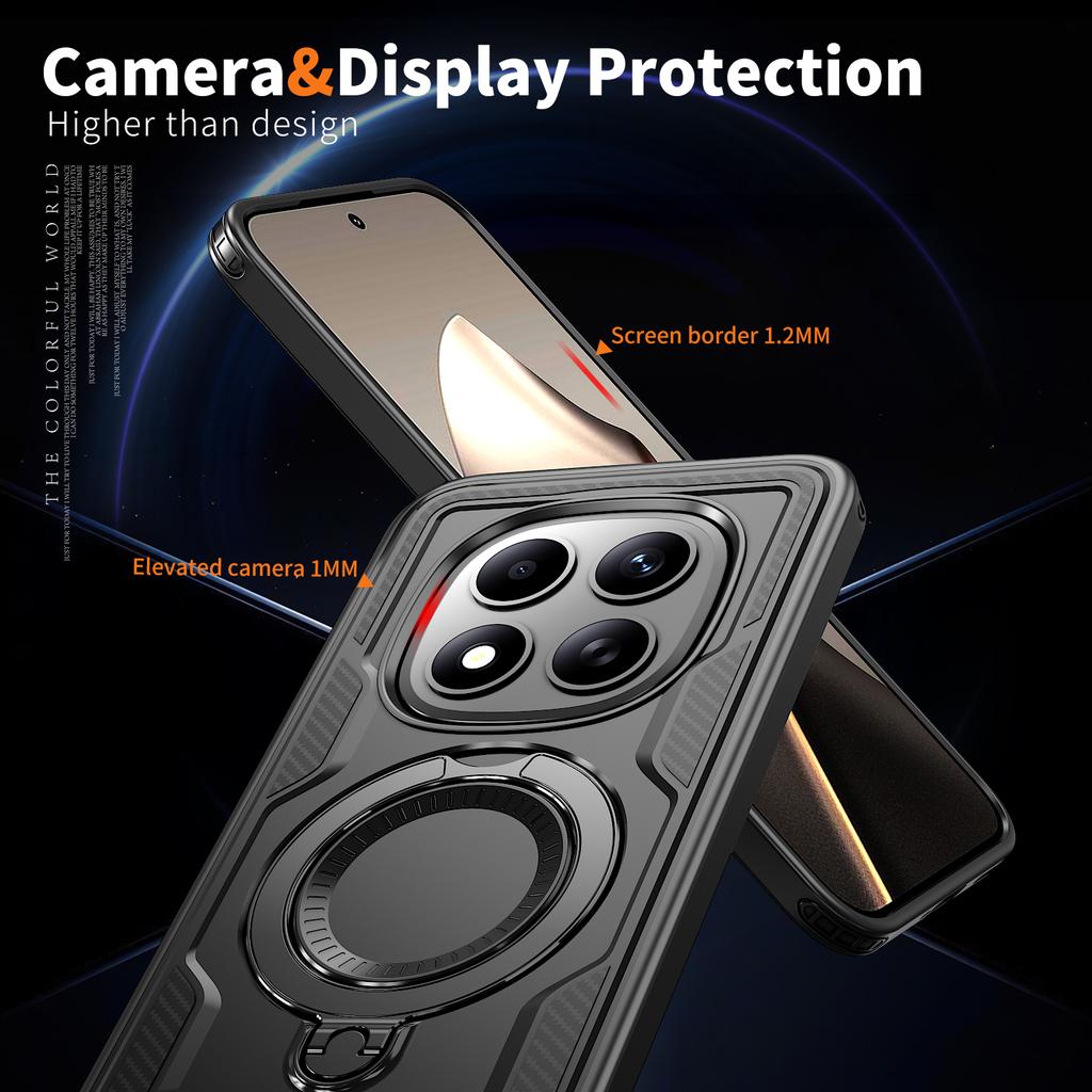Armor Shockproof Case For Xiaomi Poco M8 Pro Redmi Note 15Pro 4G Plus 5G 360° Rotating Magnetic Stand TPU Plastic Phone Cover