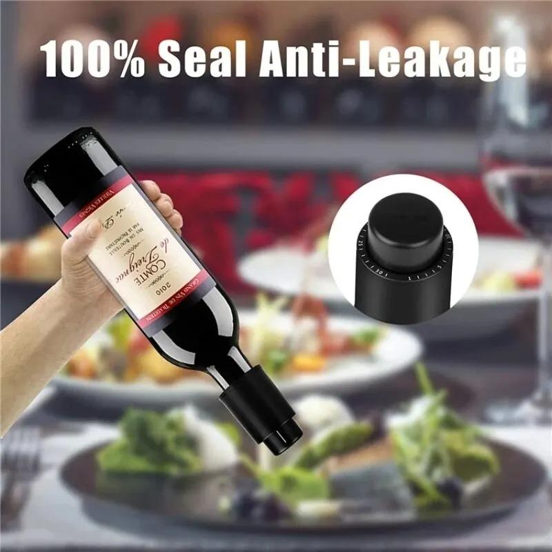 Wine Stopper Vacuum Sealed Storage 2 Piece Push Button Design Leak Proof for Kitchen Home Bar Accessories