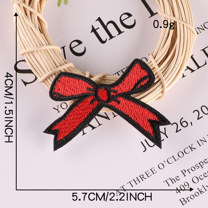 Embroidery Label Cute Bow Patch Sticker Children's Clothing Accessories Accessories Hand Account DIY Red Ribbon Embroidery Cloth Sticker
