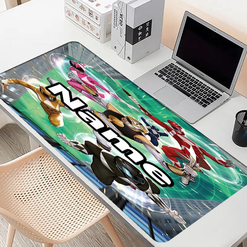Custom Name Personalized Mighty Morphin Power Rangers Pattern Mousepad, Laptop PC Desk Mat, Decorative Desk Mat for Home Keyboard Pad Gift
