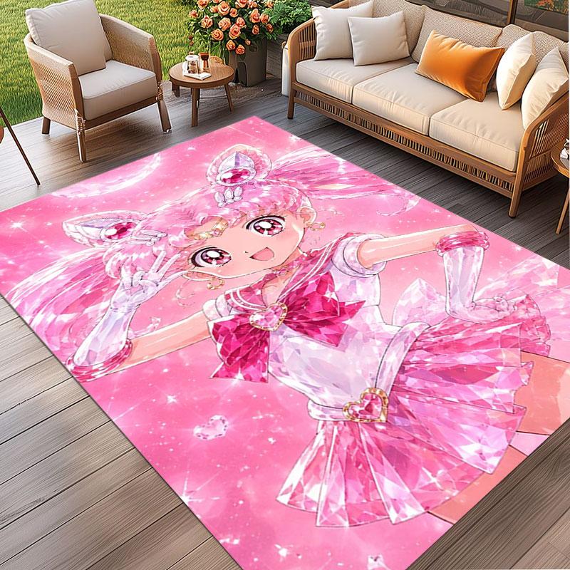 Sailor Moon Print Rug, Washable Floor Carpet, For Entryway Dorm Laundry Room Office Study, Home Decor Birthday Christmas Gift