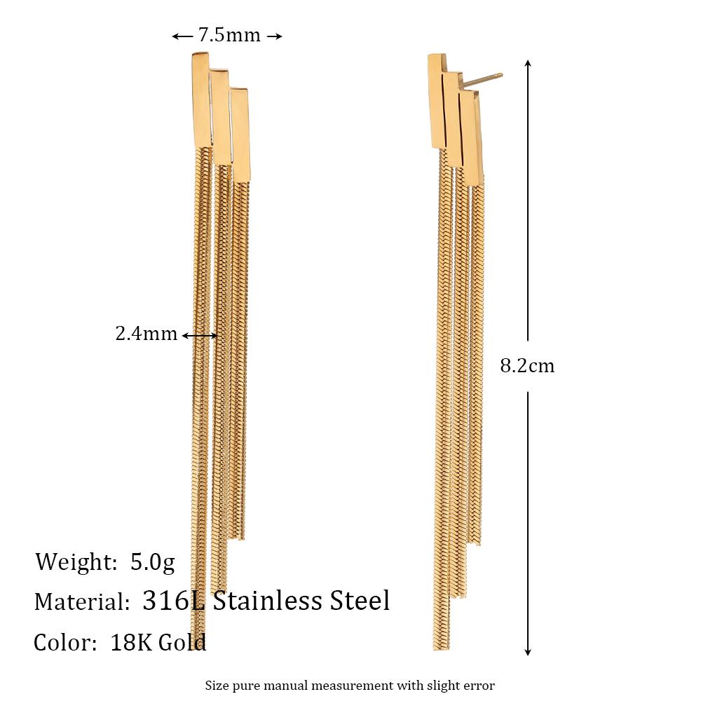 

MamacitaSlay Elegant 3 Ladders Tassel Chain Hanging Earrings Woman Stainless Steel Earrings Women s Jewelry Decoration золотой
