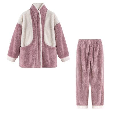 Conjunto de pijama de franela para mujer, pijamas de lana, ropa de dormir para el hogar, ropa de salón de terciopelo para mujer, trajes para dormir de otoño 2021