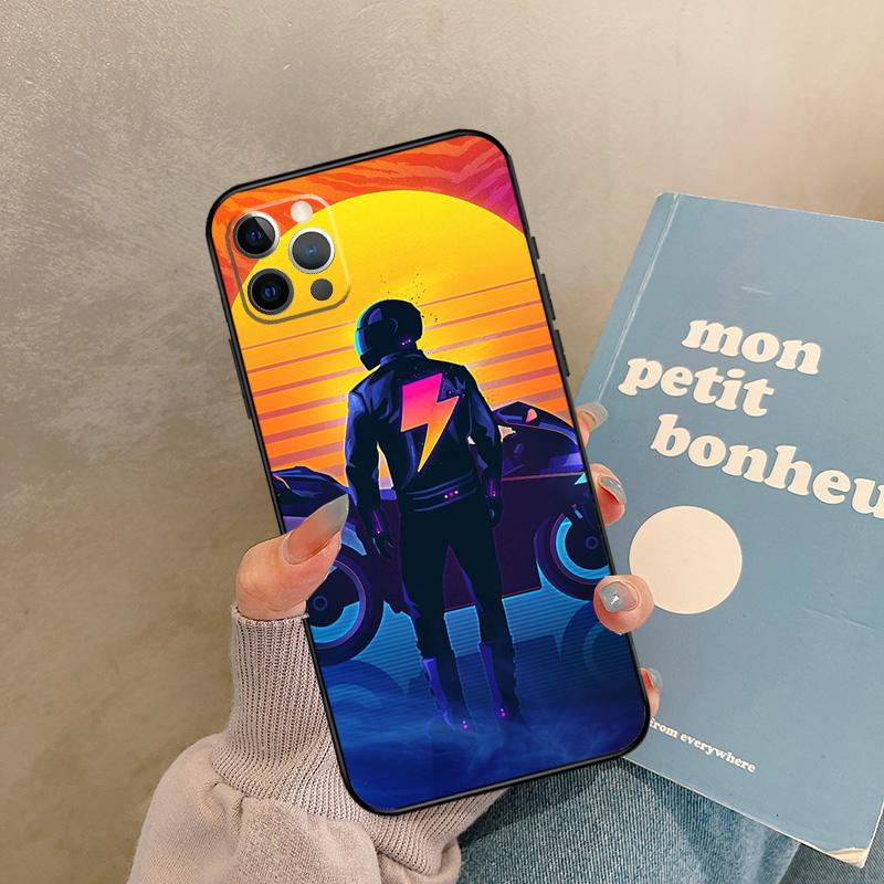 

Neon Motorcycle Art Case For iPhone 17 Air 14 16 15 11 12 13 Pro Max 12 mini XR 15 16 Plus 16e Back Cover Shell iPhone 14Pro MAX
