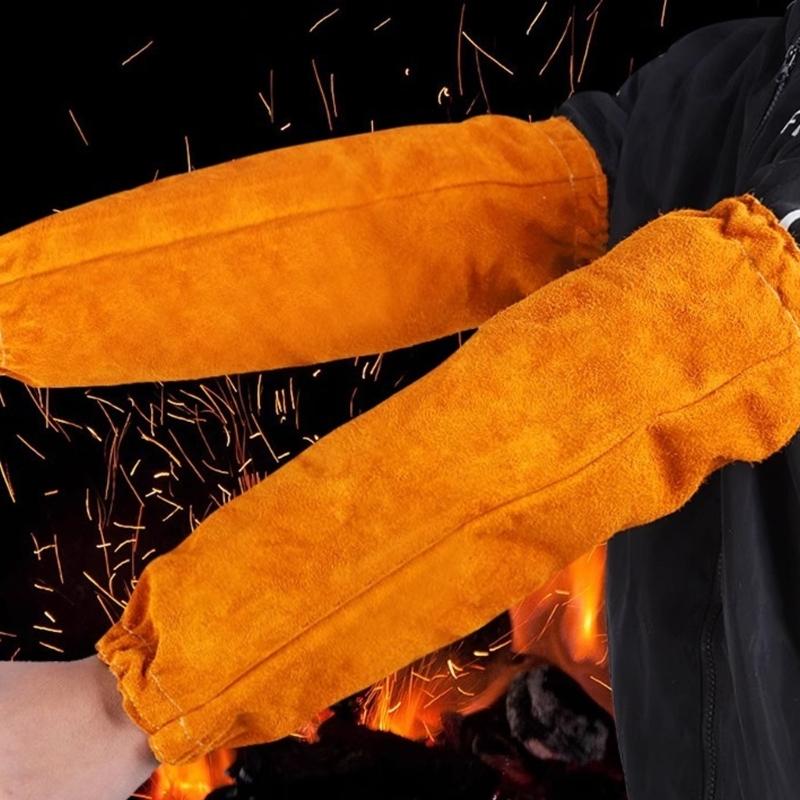 Extended Wear Leather Welding Arm Sleeves With Superior Heat Resistance For Professional Welders Industrial Work
