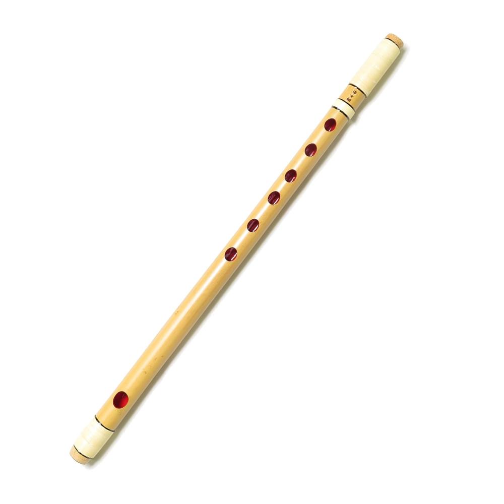 Shishida classical style shinobue with red and wisteria suitable for festival music and traditional Japanese transverse Chikkei, 8-hole (bamboo flute)