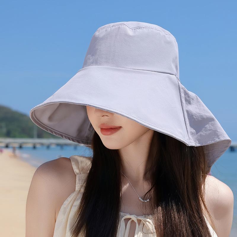 Spring and summer outdoor double-eave sunscreen hat fashion shawl sun hat children's quick-drying waterproof bucket hat