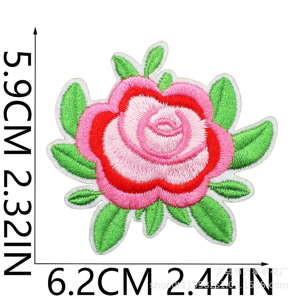 Small Daisy Embroidery Cloth Sticker Cartoon Peony Flower Bag Decoration Computer Embroidery Beautiful Small Red Flower Patch Ironing