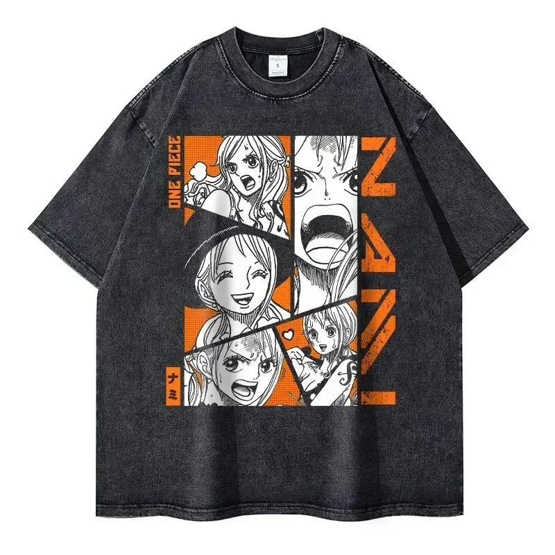 2026 Roronoa Zoro T-shirt Vintage Lavata Anime One Piece T-shirt Streetwear Oversize L-Luffy Manga Top Magliette Cotone