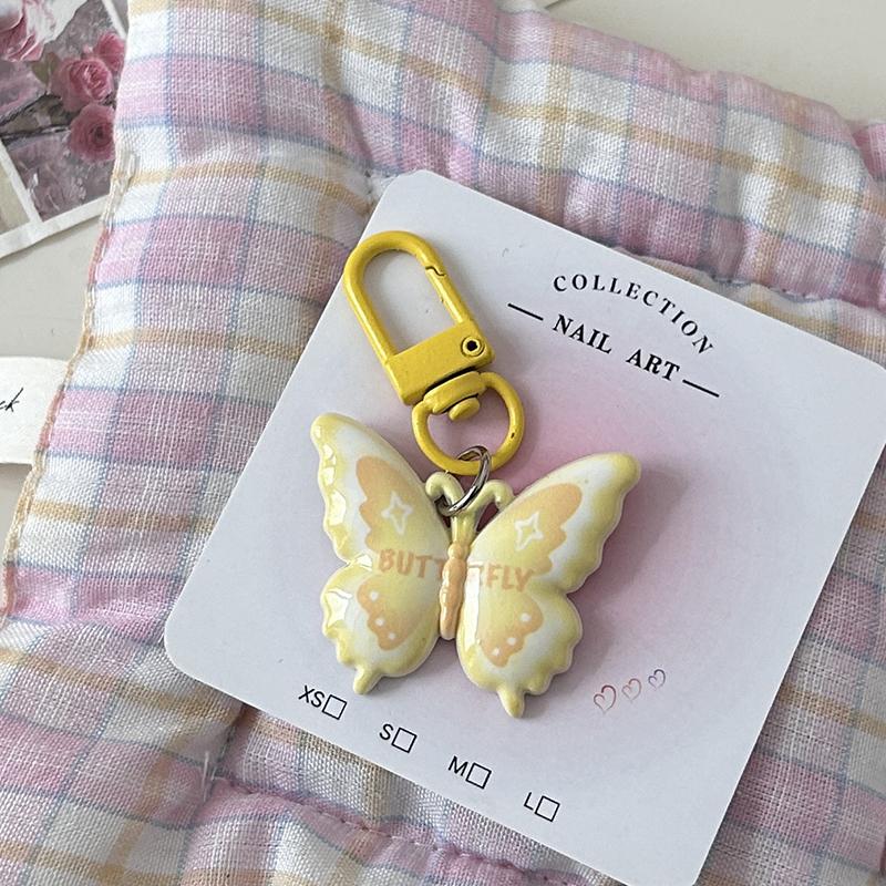 Cute Letter Butterfly Keychain Pendant For Women Girls  Exquisite Tassel Keychain Creative Bag Decoration Accessories
