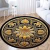 Gold Sun Mandala Round Rug, Black Gold Bohemian Luxury Carpet, Artistic Floor Mat for Home Decor, Meditation Yoga Rug