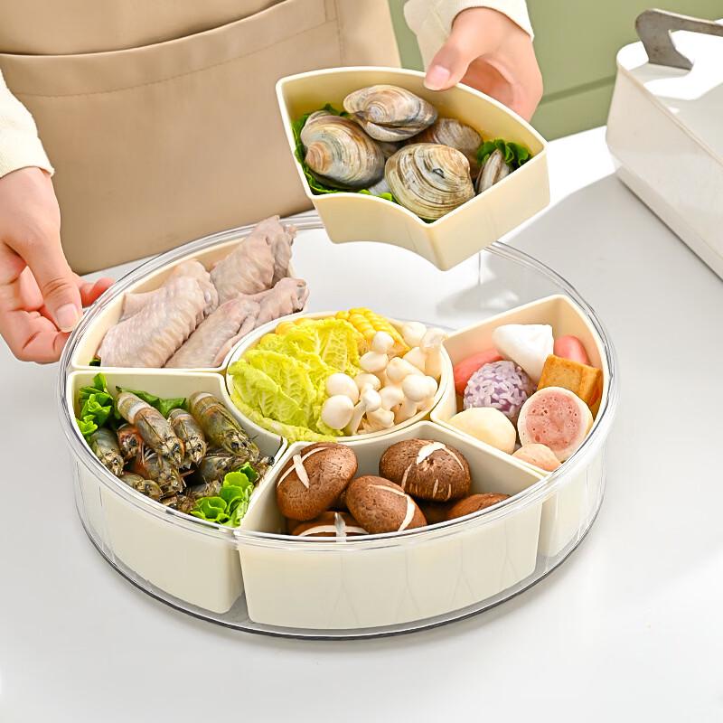 ZISIZ Rotating Six-Compartment Hotpot Meal Prep Plate