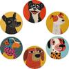 6 Pcs Cat Wooden Coasters Devil's Eye Heat Resistant Coasters Puppy Design Mats  Kitchen Set