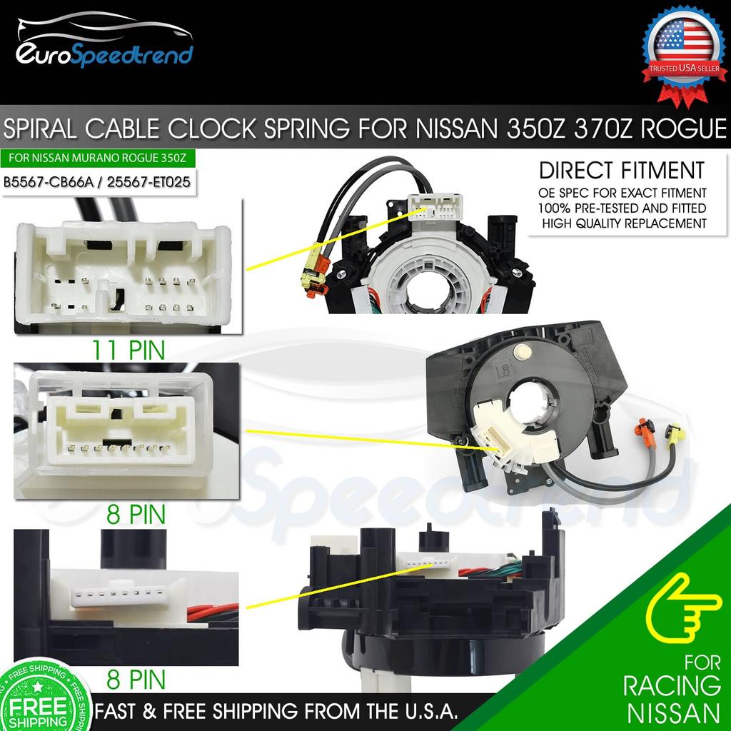 Spiral Cable Clock Spring For 350Z Versa Murano Rogue B5567-CB66A 25567-ET025