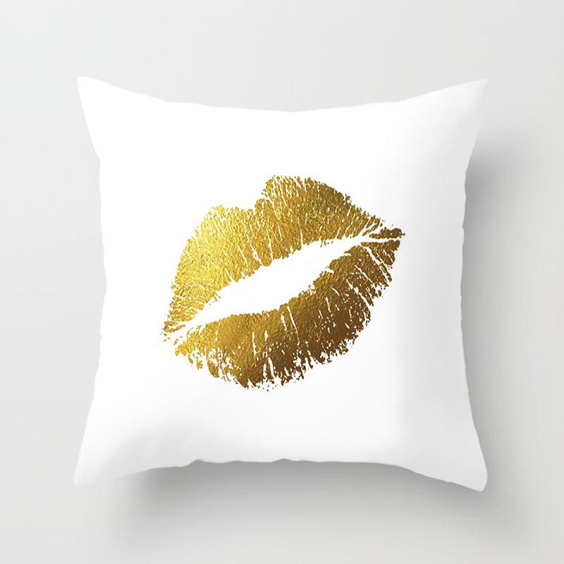 Home Furnishings Simple Golden Sofa Pillow Cover Digitally Printed Car Cushion Cover