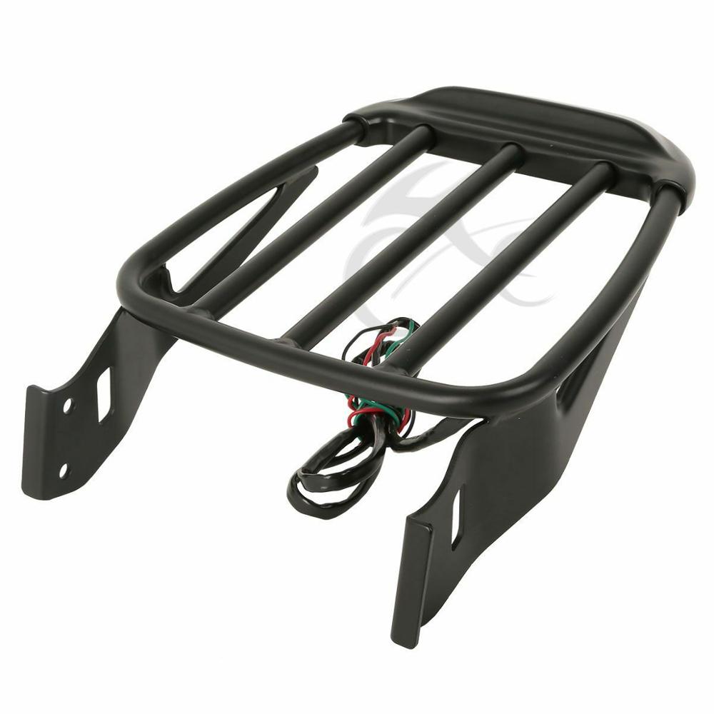 Motorcycle Two-Up Luggage Rack with LED Light For Harley Sportster XL Iron 883 1200 2004-2019 Dyna Street Bob SuperLow 2006-2017