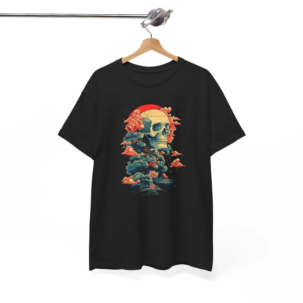 Surreal Japanese Skeleton Skull T-Shirt | Elegant Bird Ukiyo-e Art Shirt