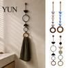 Wall Mounted Hand Towel Ring Beaded Hanger, Bohemian Wood No Drill Hook for Sink Holder, Decorative Hemp Rope Storage Rack Bathroom And Kitchen Modern