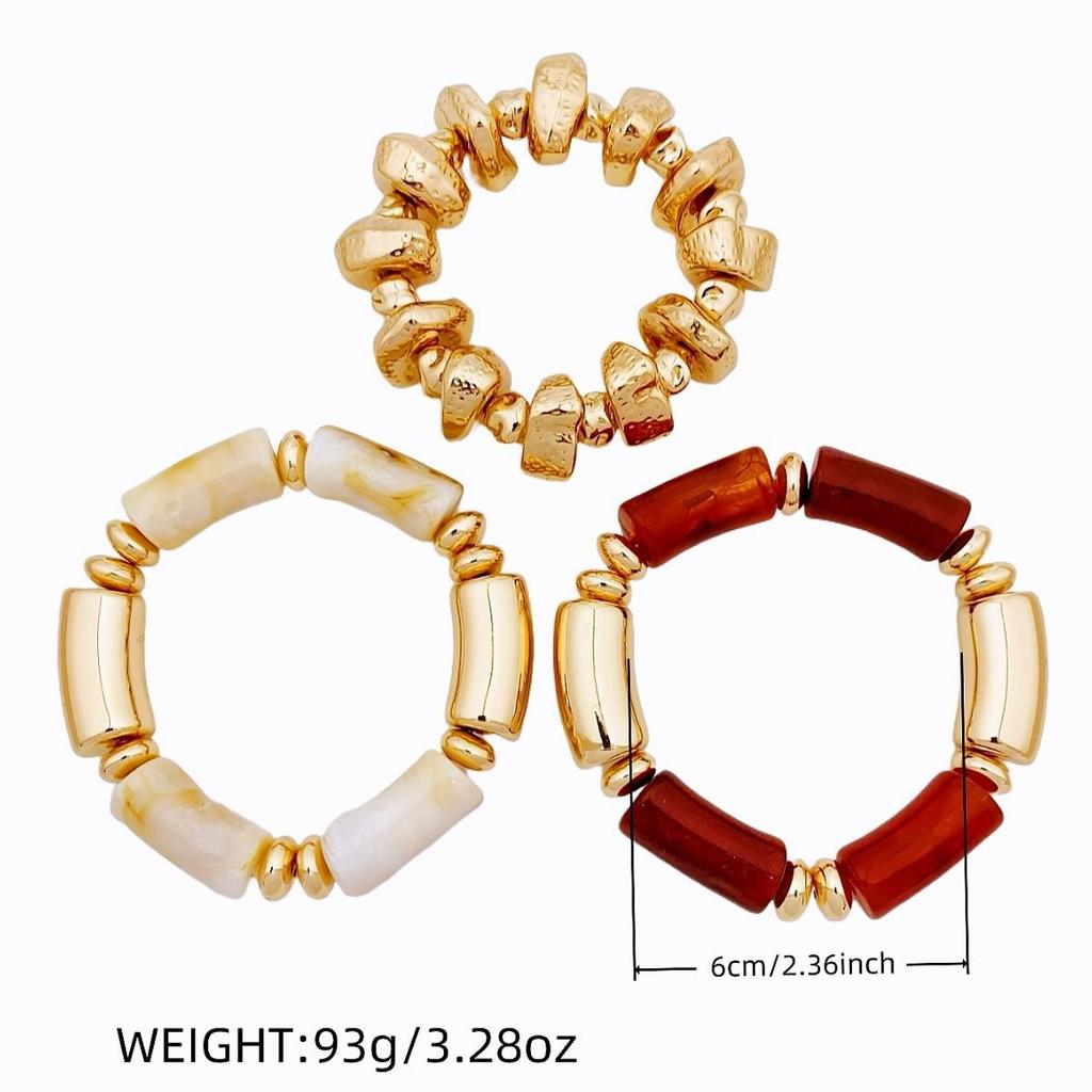 European & American 3-Piece Acrylic Bamboo Bead Necklace