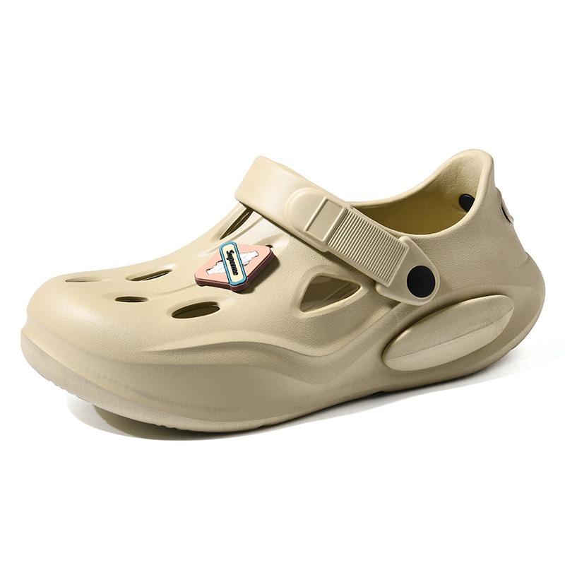Summer heightening slippers hole shoes women wear thick soles, non-smelly feet non-slip breathable EVA contrasting color wear-resistant bag head drag
