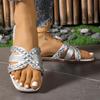Hausschuhe aus Vollleder für Damen Schuhe Flache Sandalen Peep Toe Damen Lässige Pantoletten Weibliche Strandhausschuhe Flache Schuhe