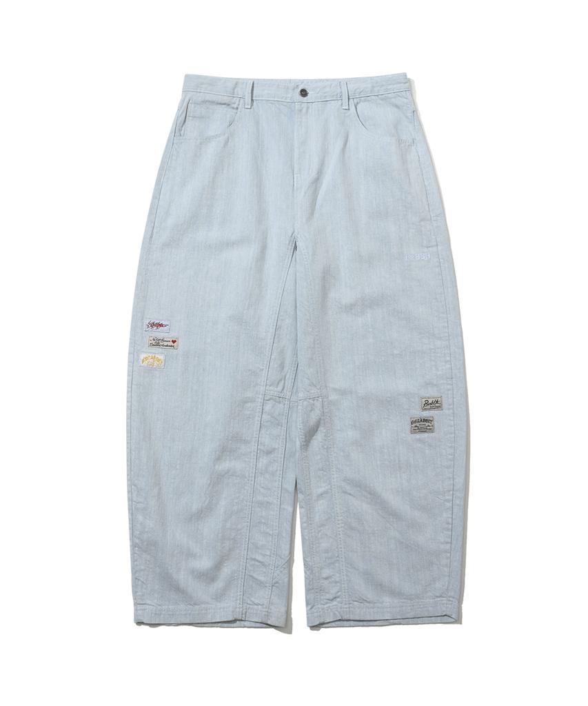 Bieseulaebis Barrel Leg Logo Patch Pants Sky