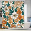 Luxury Floral Shower Curtain Set Waterproof Bath Decor With Orange White Flowers Print Modern Home Decor For Bathroom Available