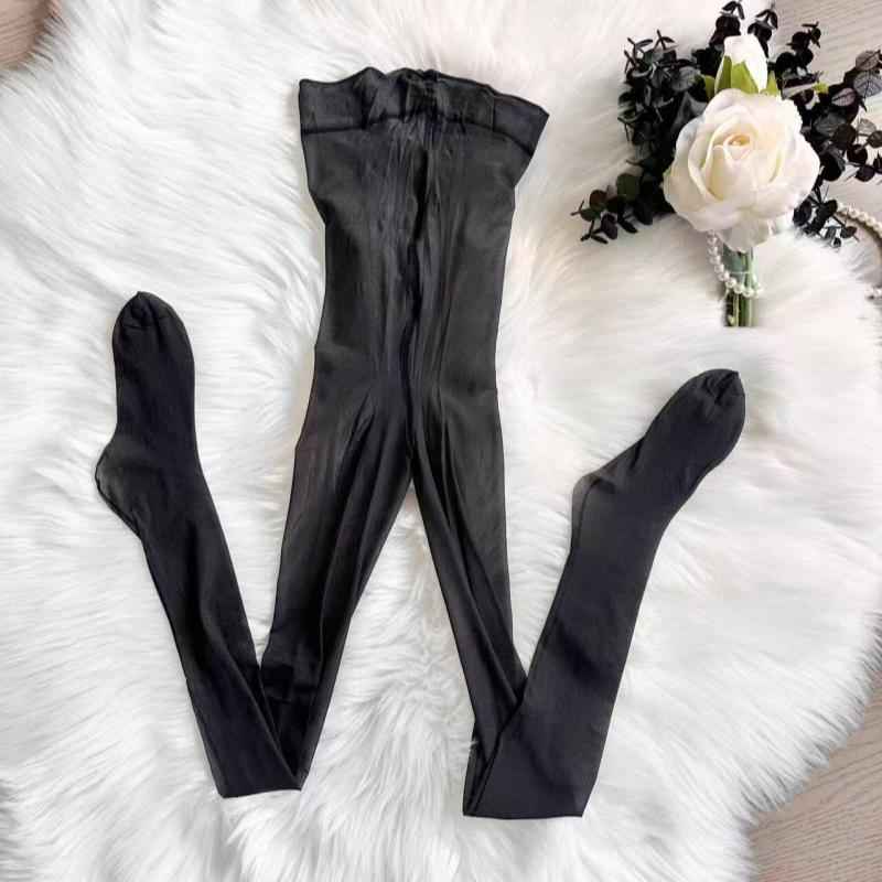 

Edgeless T Crotch Pantyhose Women Sexy Oil Shiny Cuban Heel Back Seam Skinny Leg Tights Summer Ultra Thin Transparent Underwear One Size